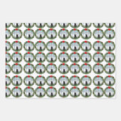 キュートなキャットウォッチングバードクリスマスリース ラッピングペーパーシート (正面2)