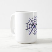キュートなキャラクターの目が輝くクモの巣 コーヒーマグカップ (正面左)