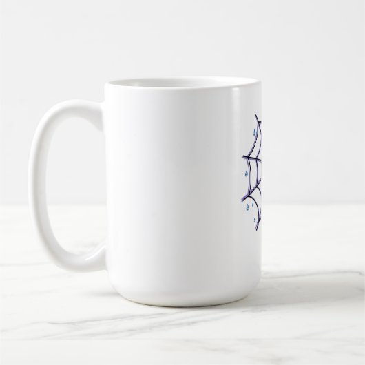 キュートなキャラクターの目が輝くクモの巣 コーヒーマグカップ (左)