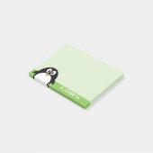 キュートなキャラクターペンギン - 名前入り グリーン ポストイット (アングル)