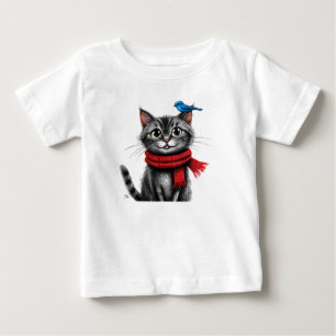 キュートなキャラクター猫 ベビーTシャツ