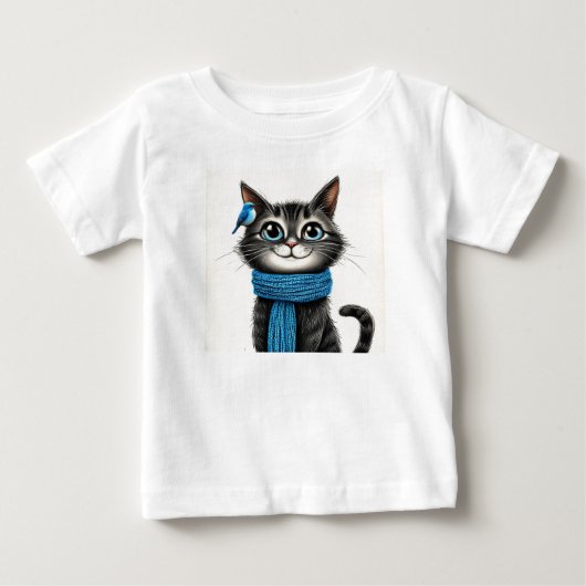 キュートなキャラクター猫 ベビーTシャツ (正面)