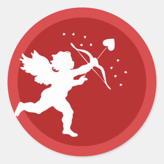 キュートなキューピッドと彼の弓ラウンドバレンタインステッカー ラウンドシール (正面)