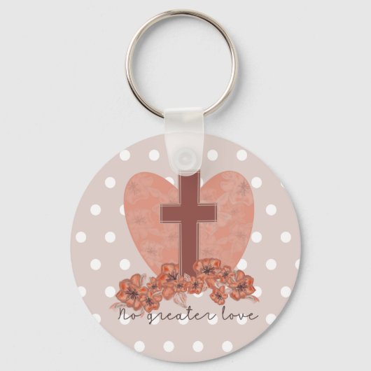 キュートなキリスト教のイースタークロスとバラキーチェーン キーホルダー (正面)