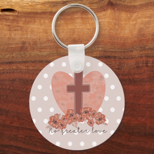 キュートなキリスト教のイースタークロスとバラキーチェーン キーホルダー (正面)