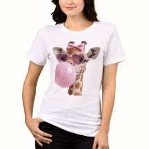 キュートなキリンの風船ガムTシャツ