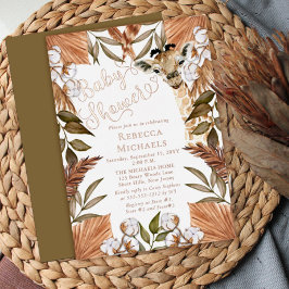 キュートなキリンぼほ乾燥した草赤ちゃんシャワー 箔招待状