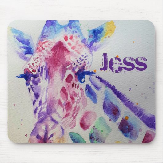キュートなキリン水絵画色のマウスマットフローラ マウスパッド (正面)