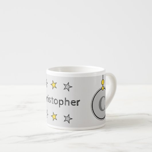 キュートなキリン灰色の黄色と星の子供 エスプレッソカップ (正面右)