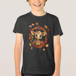 キュートなキリン「自閉症すばらしい秋」 トライブレンドTシャツ