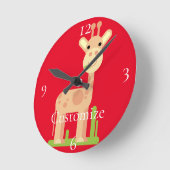 キュートなキリンMunching Thunder_Cove ラウンド壁時計 (傾斜)