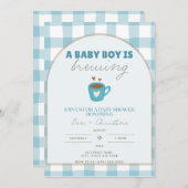 キュートなギンガムのベイビーはシャワーのお誘い 招待状 (正面/裏面)