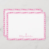 キュートなギンガムパターンピンクに注目かわいらしありがとう サンキューカード (正面/裏面)