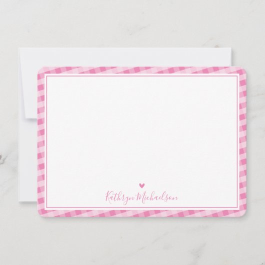 キュートなギンガムパターンピンクに注目かわいらしありがとう サンキューカード (正面)