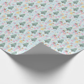 キュートなギンガムピンクのクリスマスナツクラッカーバレリーナ ラッピングペーパー (角)