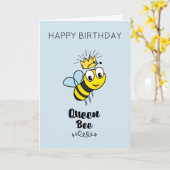 キュートなクイーンビーと王冠の誕生日 カード (黄色い花)