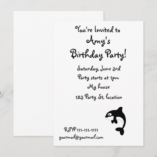 キュートなクジラ 招待状 (正面/裏面)