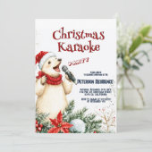 キュートなクマがクリスマスカラオケを歌うパーティー 招待状 (スタンド正面)