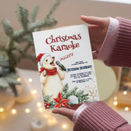 キュートなクマがクリスマスカラオケを歌うパーティー 招待状