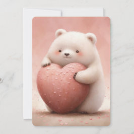 キュートなクマがピンクを抱くハート カード