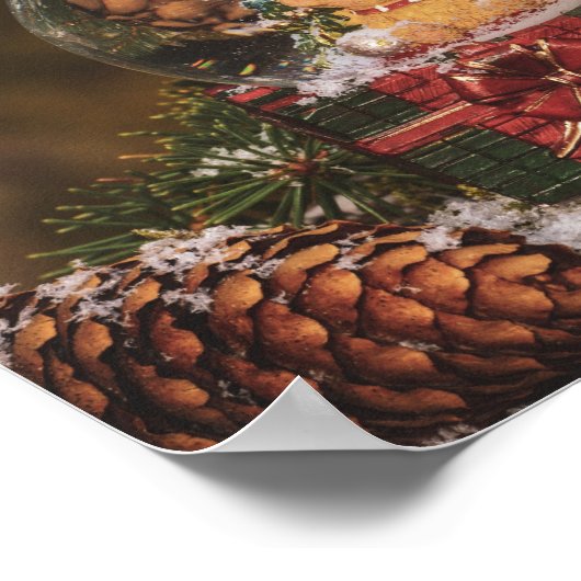 キュートなクマのスノーグローブ ポスター (角)