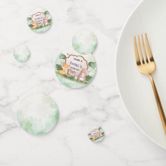 キュートなクマのリス熱帯ジャングルバースデーパーティー コンフェッティ (グループ)