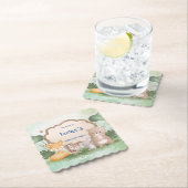 キュートなクマのリス熱帯ジャングルバースデーパーティー ペーパーコースター (インサイチュ)