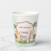 キュートなクマのリス熱帯ジャングルバースデーパーティー 紙コップ (正面)