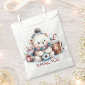 キュートなクマの冬の青い帽子のクリスマス フェイバーバッグ (クリップ留めされた状態)