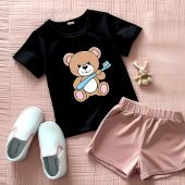 キュートなクマ保持歯ブラシティー ベビーTシャツ