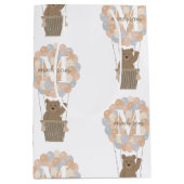 キュートなクマ熱い気球モノグラム男女兼用 ミディアムペーパーバッグ (正面)