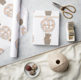 キュートなクマ熱い気球モノグラム男女兼用 ラッピングペーパー