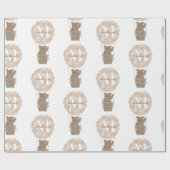 キュートなクマ熱い気球モノグラム男女兼用 ラッピングペーパー (フラット)