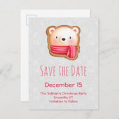 キュートなクマ顔とバラ色の頬がデートを救う インビテーションポストカード (正面/裏面)