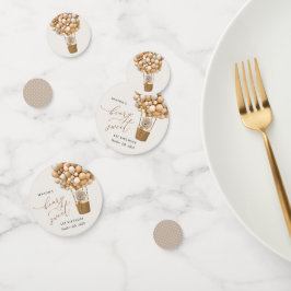 キュートなクマ，ベージュのバルーン，第1誕生日 コンフェッティ