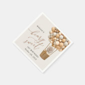 キュートなクマ,ベージュのバルーン,第1誕生日 スタンダードカクテルナプキン (角)