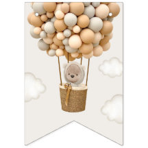 キュートなクマ，ベージュのバルーン，第1誕生日