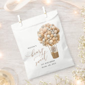 キュートなクマ，ベージュのバルーン，第1誕生日 フェイバーバッグ (クリップ留めされた状態)