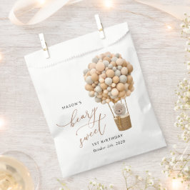 キュートなクマ，ベージュのバルーン，第1誕生日 フェイバーバッグ