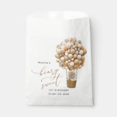 キュートなクマ，ベージュのバルーン，第1誕生日 フェイバーバッグ (正面)