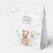 キュートなクマeucalyptusスクリプトバルーン赤ちゃんシャワー フェイバーボックス (正面サイド)