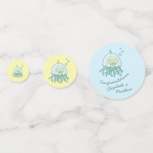 キュートなクラゲのベビーシャワーかわいい コンフェッティ (裏面)