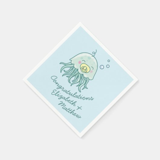 キュートなクラゲのベビーシャワーかわいい スタンダードカクテルナプキン (角)