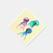 キュートなクラゲトリオ水彩画 スタンダードカクテルナプキン (角)
