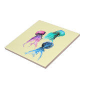 キュートなクラゲトリオ水彩画 タイル (側面)