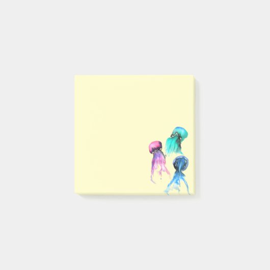 キュートなクラゲトリオ水彩画 ポストイット (正面)