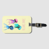 キュートなクラゲトリオ水彩画 ラゲッジタグ (正面横)