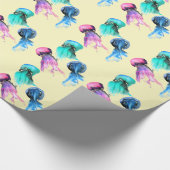 キュートなクラゲトリオ水彩画 ラッピングペーパー (角)