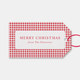 キュートなクラシック レッド ギンガム クリスマス ギフトタグ