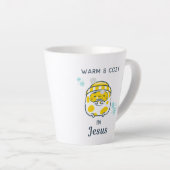 キュートなクリスチャン「温かくて居心地の良いイエス」子猫 カフェラテマグ (右アングル)